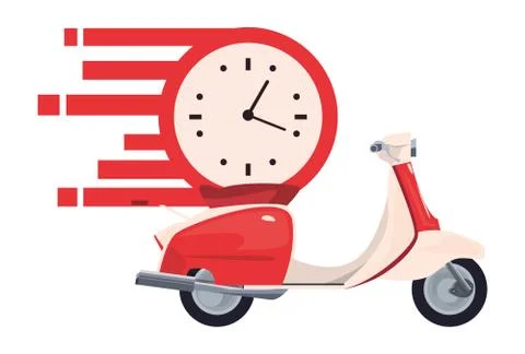 Motorcycle clock time fast delivery logistic icon vector ilustrate Stock Illustration