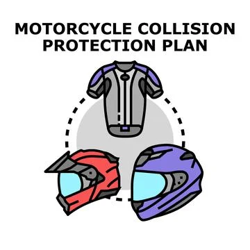Motorcycle collision protection plan concept with safety gear Illustration