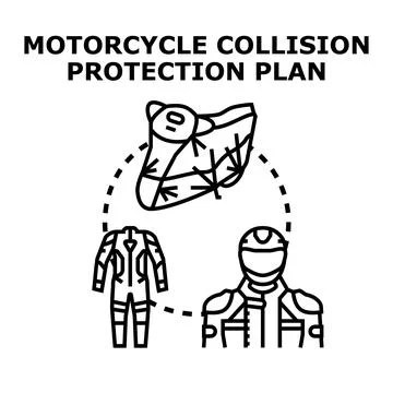 Motorcycle collision protection plan with safety gear Stock Illustration