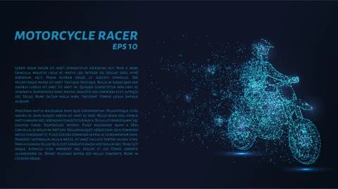 The motorcycle consists of points. Particles in the form of a motorcycle race Stock Illustration
