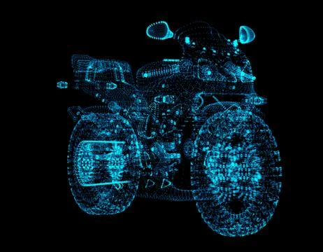 The motorcycle consists of points. Particles in the form of a motorcycle on a Illustrazione stock