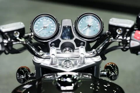 Motorcycle control panel with speedometer dashboard in motorcycle. Stock Photos