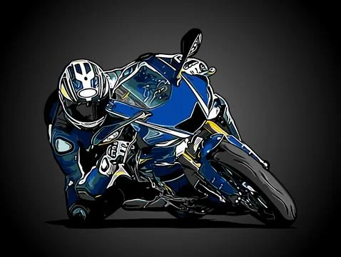 The motorcycle is cornering Stock Illustration