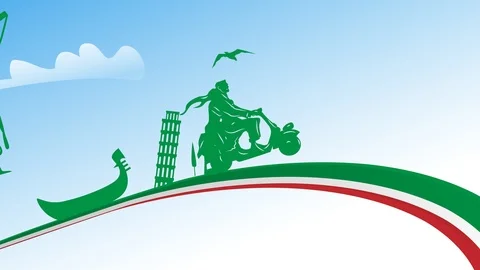 Motorcycle with couple on background italian monuments Video stock 122246711