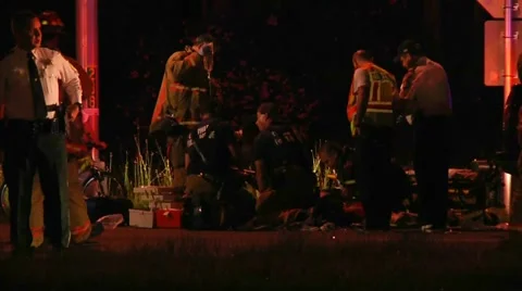 Motorcycle Crash CPR In Progress #3 Stock Footage 937694