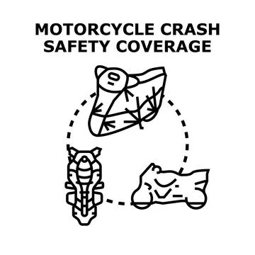 Motorcycle crash safety coverage and accident protection concept Stock Illustration