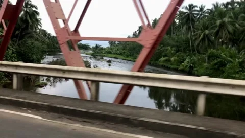 Motorcycle crossing bridge Stock Footage 197061257