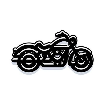 Motorcycle cruiser black line drawing illustration Stock Illustration