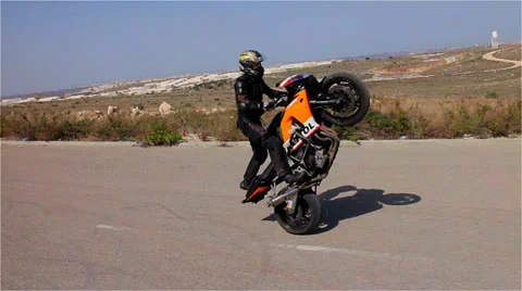 Motorcycle dangerous stunt Stock Footage