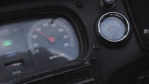 Motorcycle dashboard, start and stop, revving Stock Footage 247901202