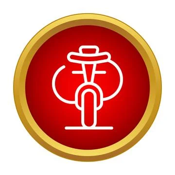 Motorcycle delivery service icon on red button Stock Illustration
