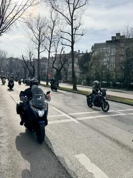 Motorcycle delivery workers protest during city strike Stock Photos