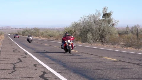 Motorcycle in the Desert Stock Footage 99020089
