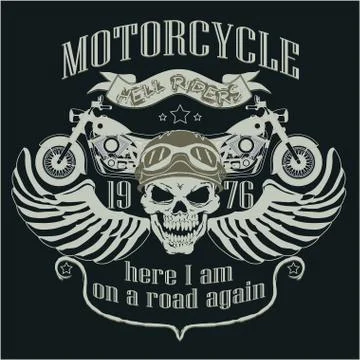 Motorcycle Design Template Logo. Skull rider - vector illustrati Stock Illustration