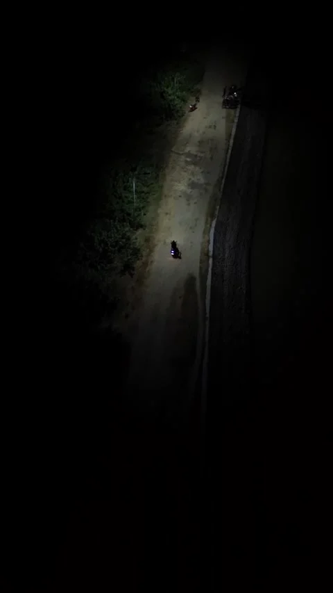 Motorcycle on Dirt Road at Night Video stock 326087948
