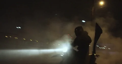 Motorcycle Donuts and Smoke Stock Footage 71789846