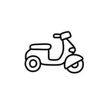Motorcycle doodle icon, vector black line illustration Stock Illustration