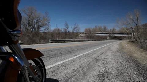 Motorcycle drive off.  Stock Footage 36764985
