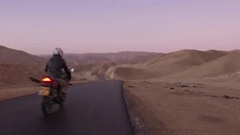 Motorcycle Drone Shot in the Desert Stock Footage 71029235