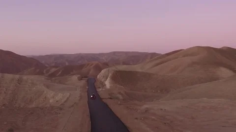 Motorcycle Drone Shot in the Desert Stock Footage 71029338