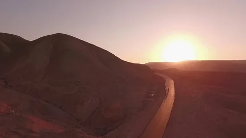 Motorcycle Drone Shot in the Desert Stock Footage 71029580