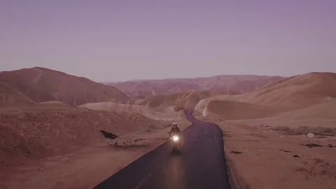 Motorcycle Drone Shot in the Desert Stock Footage 72127946