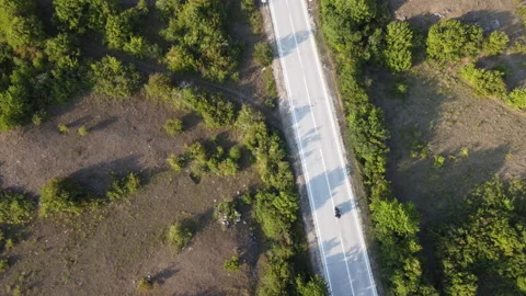Motorcycle on empty straight road. Stock Footage 168886544