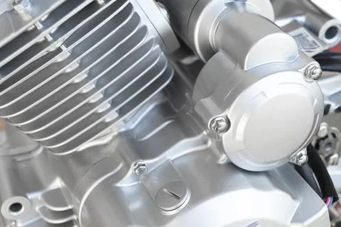 Motorcycle engine background. Air cooled internal combustion engine for mot.. Stock Photos