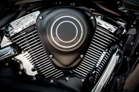 Motorcycle engine close-up Stock Photos