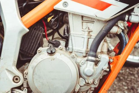 Motorcycle engine close-up Stock Photos