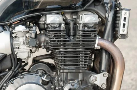 Motorcycle engine close-up Stock Photos