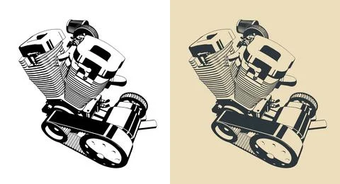 Motorcycle engine Illustrazione stock
