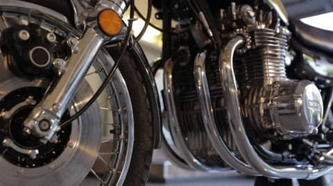 Motorcycle engine pan Stock Footage 34334463