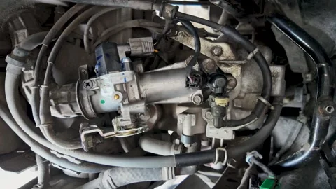 Motorcycle Engine Throttle Body and Fuel Injection System Stock Footage 329456889