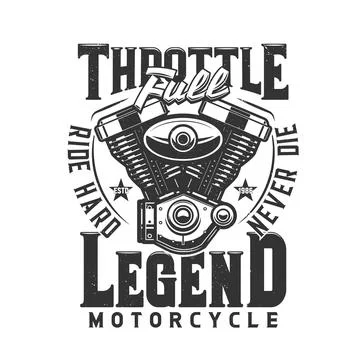 Motorcycle engine vector t-shirt print mockup Illustrazione stock