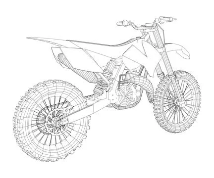 Motorcycle. EPS10 format. Wire-frame Vector created of 3d Stock-Illustration