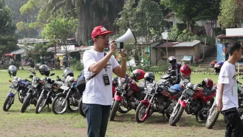 Motorcycle event in Gunung Mas, Bogor, Indonesia Stock Footage 209179357