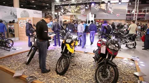 Motorcycle exhibition 8 Stock Footage 22114741