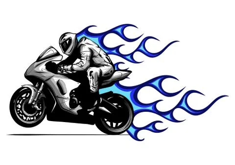 Motorcycle with fire and flames vector illustration Stock Illustration