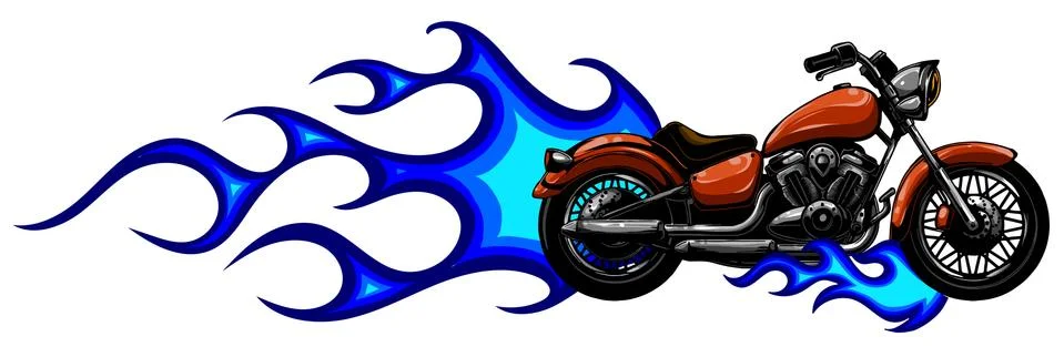 Motorcycle with fire and flames vector illustration Stock Illustration