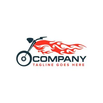 Motorcycle with flame logo. Auto race motor bike logo Stock Illustration