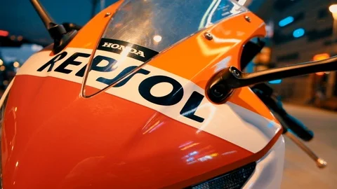 Motorcycle front side slow motion shot Stock Footage 109483430