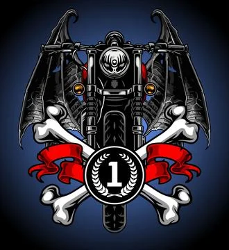 Motorcycle front view with bat wings Stock Illustration