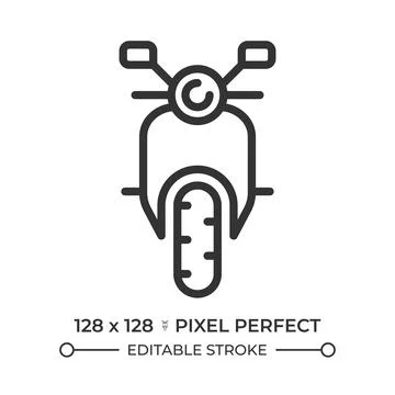 Motorcycle front view pixel perfect line icon Stock Illustration