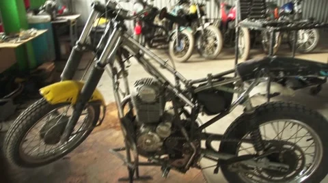 The motorcycle in the garage Stock Footage 68275916