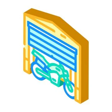 Motorcycle garage isometric icon vector illustration Illustrazione stock