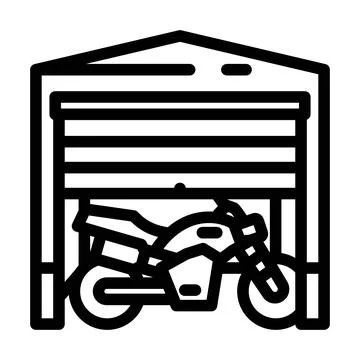 Motorcycle garage line icon vector illustration Illustrazione stock