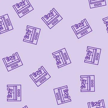 Motorcycle garage line seamless pattern Illustrazione stock