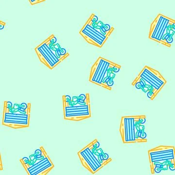Motorcycle garage vector seamless pattern Stock Illustration