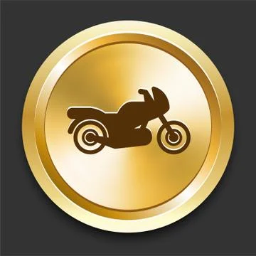 Motorcycle on Golden Internet Button Stock Illustration